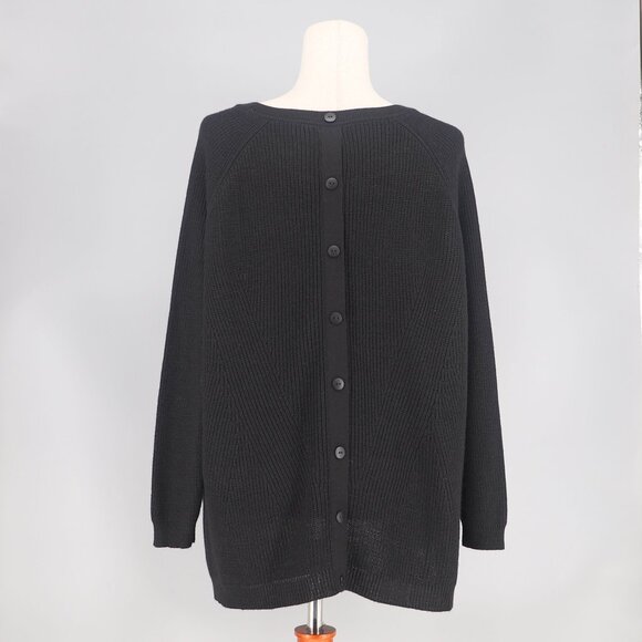 MER SEA Camden Button Back Crewneck Long Sleeve Sweater in Black OS - Picture 5 of 8